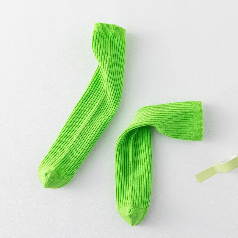 Solid Color Knitted Long Socks for Boy Girls Candy Color Knee High Socks Toddler Spring Autumn Soft Cotton Kids School Stockings