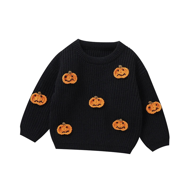 Newborn Baby Sweaters Knitted Fashion Orange Halloween Pumpkin Knitting Infant Kids Boys Girls Pullovers Tops 1-3Y Children Wear