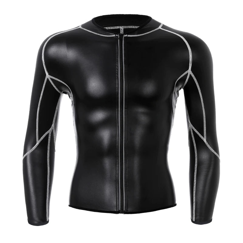Men Fashion Leather jacket with Pockets Leather Pants Body Shaper Waist Trainer High Waist Control Panties Fitness Leather Shirt