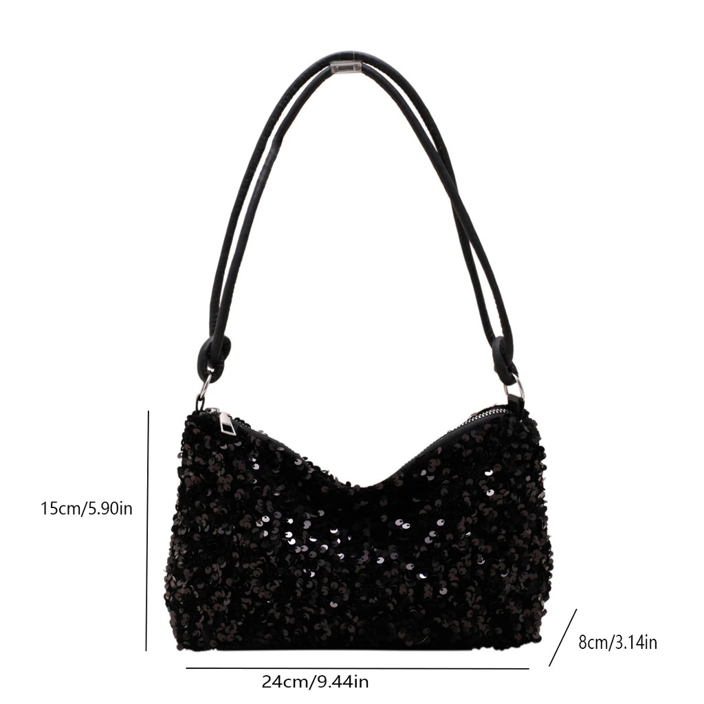 Black Spice Glitter Underarm Bag Casual Chic Design Crossbody Shoulder Bag One Outfit