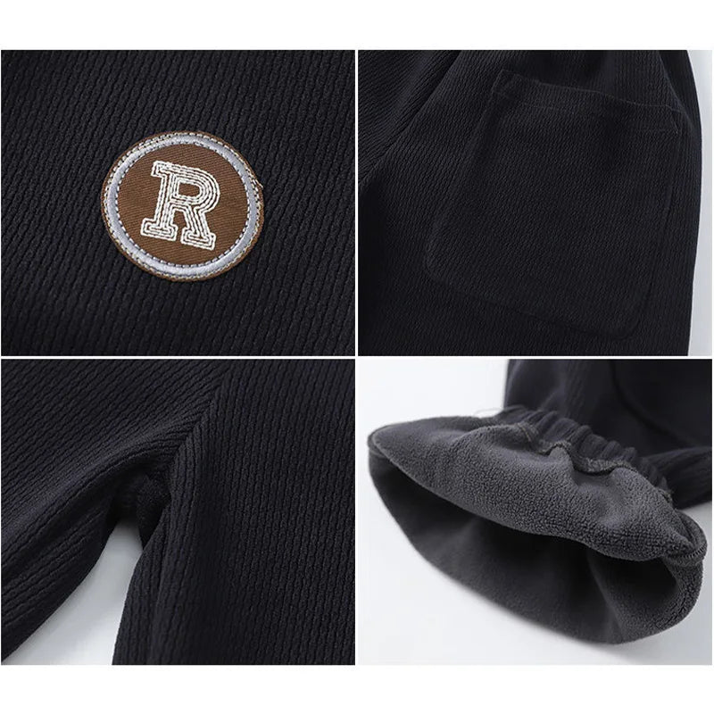 Korean Style Winter Warm Pants Children Sweatpants Thicken Corduroy Boys Casual Pants Boys Sport Pants Kids Loose Long Trousers