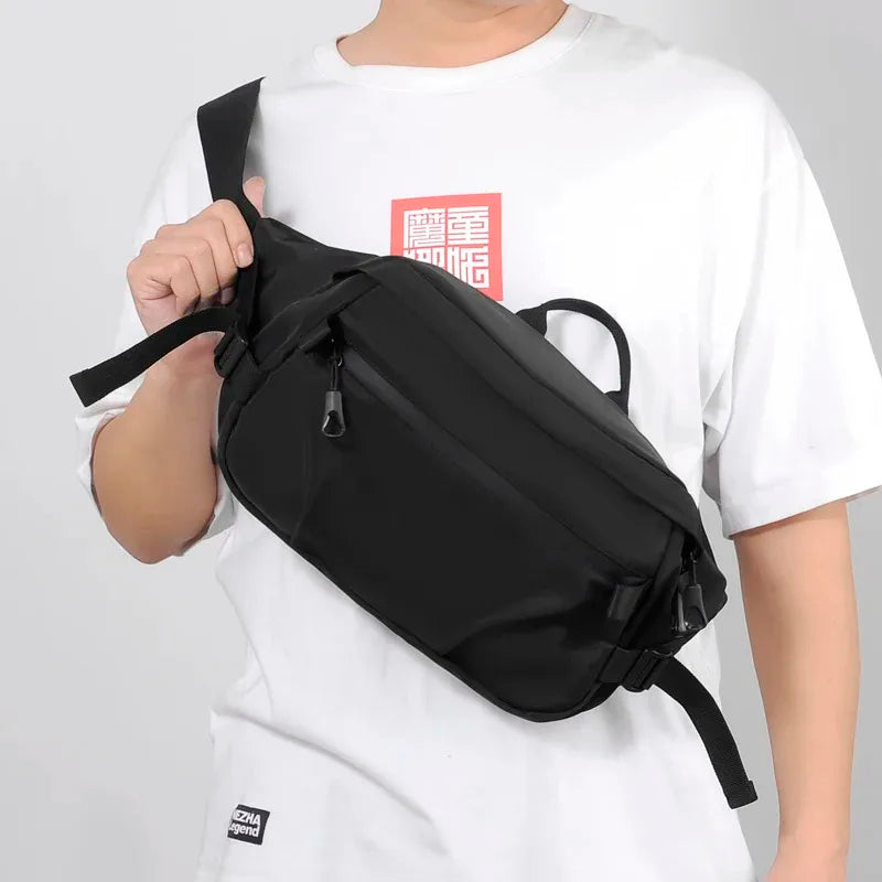 Men multifunctional laptop waist packs trendy computer messenger bag men Sports chest bag large capacity diagonal shoulder bag