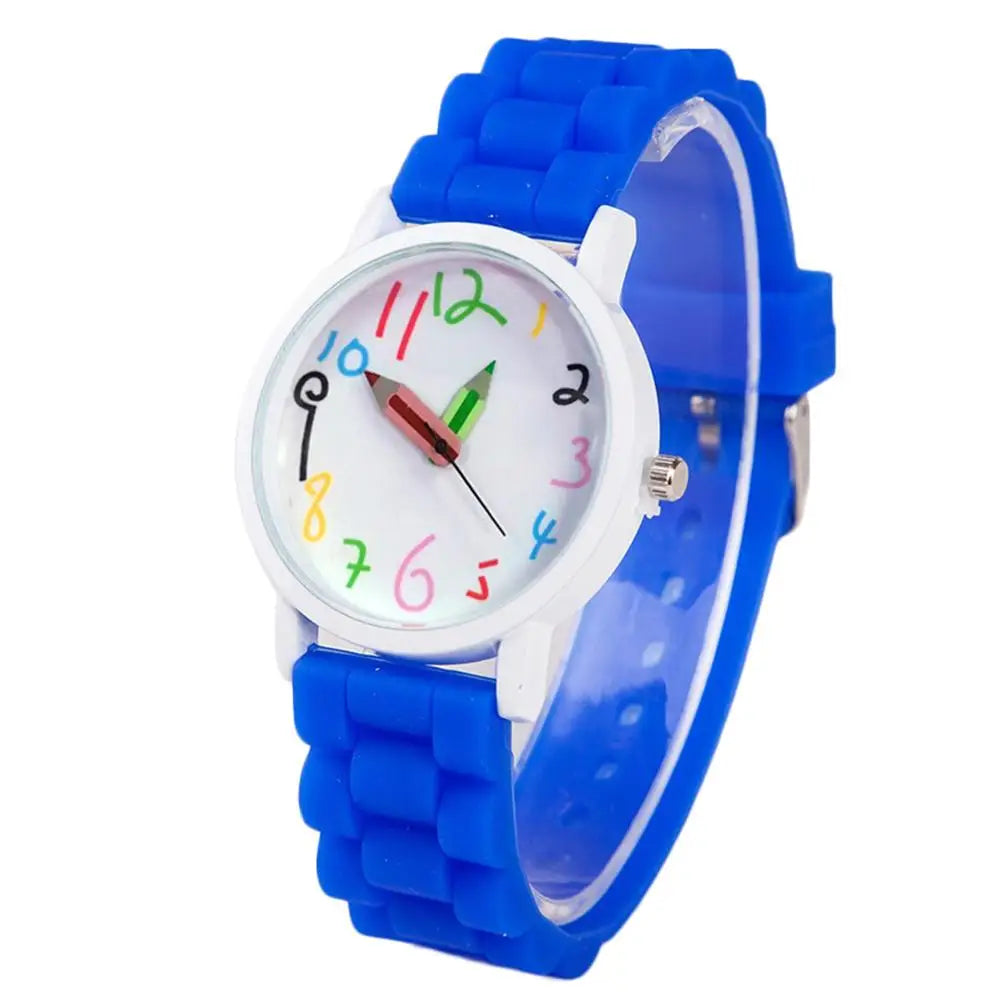 Children's Electronic Watch Cartoon Children Kids Round Dial Silicone Strap Analog Quartz Wrist Watch Gift