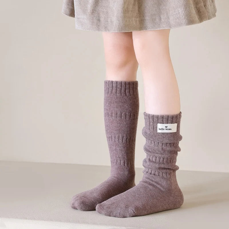 Kids Long Socks For Girls Spring Autumn New Cotton Children's Calf Socks Retro Solid Knee High Baby Child Girl Socks 1-12Years