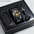 4PCS Luxury Men's Quartz Watch Jewelry Set Fashion Decorative Three-Eye Dial Men Business Watches Reloj Hombre（Without Box）