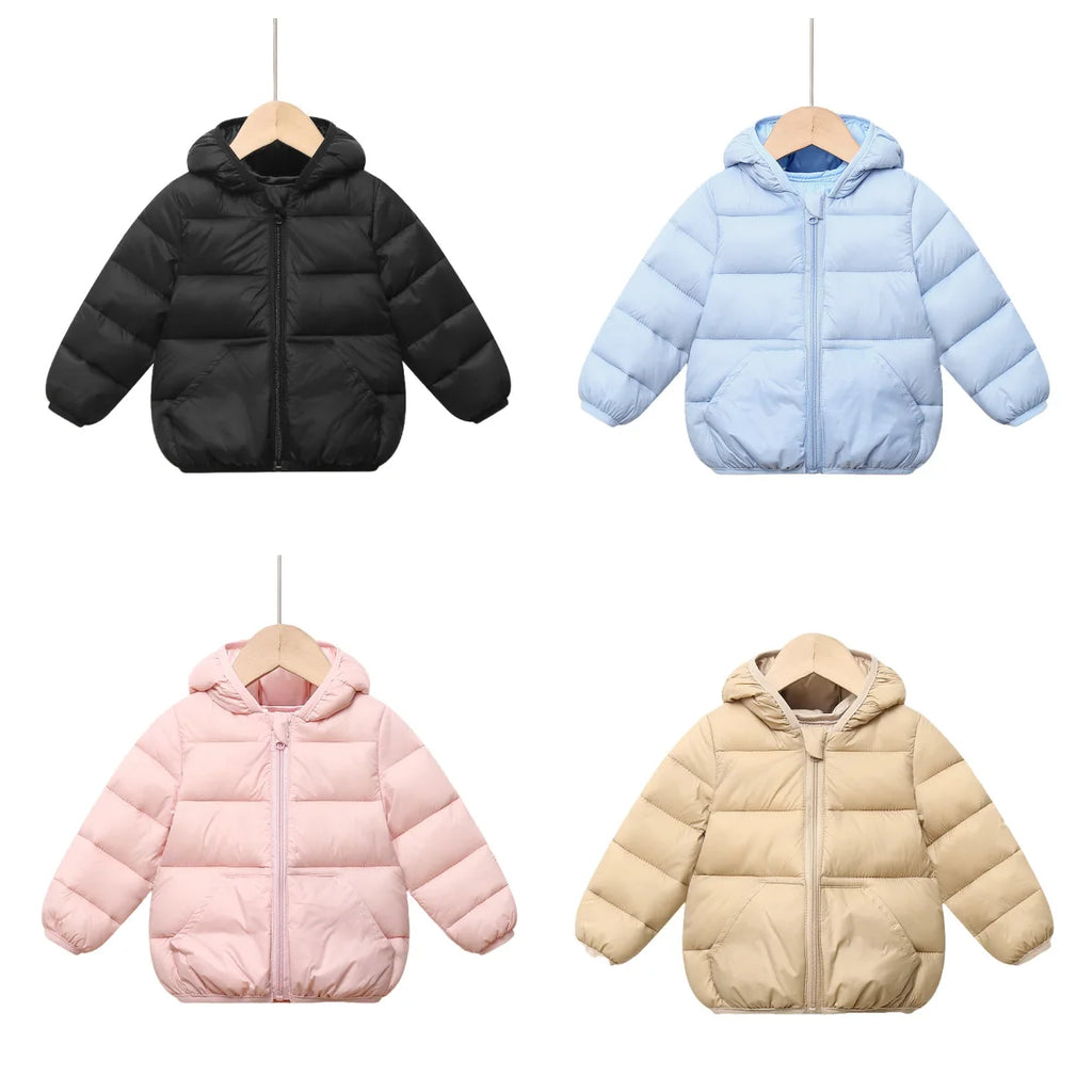 Kids Winter Warm Printed Jacket Boys Girls Windproof Hooded Cotton Coat with Ears Soft Children Baby Sportswear Student Outdoor