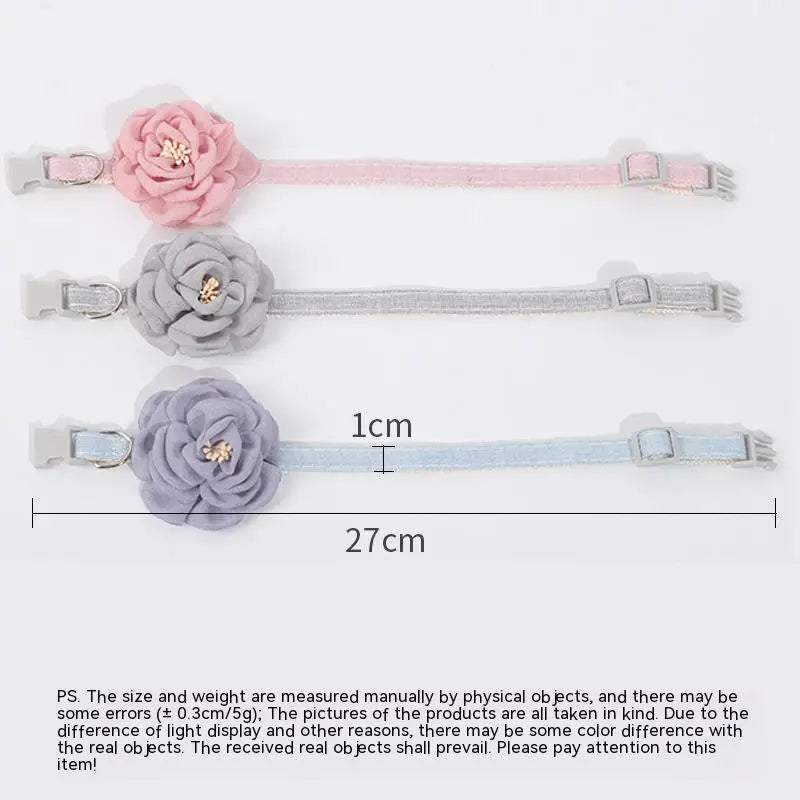 Pet Collars New Pet Camellia Flower Cat Collars Cute Princess's Birthday Adjustable Pet Dressing Tool Pet Accessories Supplies