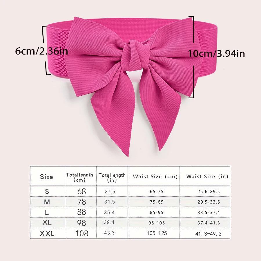 Women Stretch Waist Belt Straps Elegant Wide Side Waistband Large Bow Elastic Belts For Girls Dress Coat Cummerbunds Corset