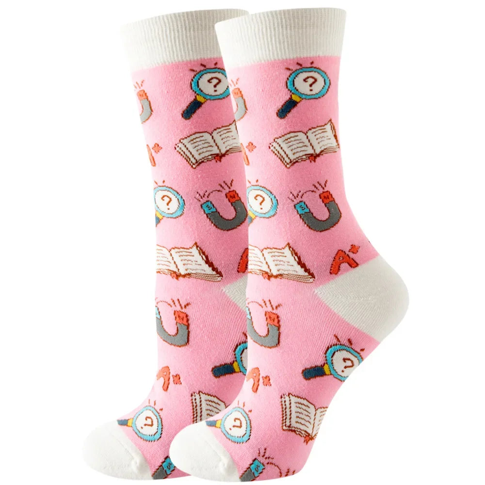Cute Women Socks Cartoon Animal Food Fruit Socks Kawaii Funny Trendy Socks Happy Harajuku Casual Autumn Spring Stocking