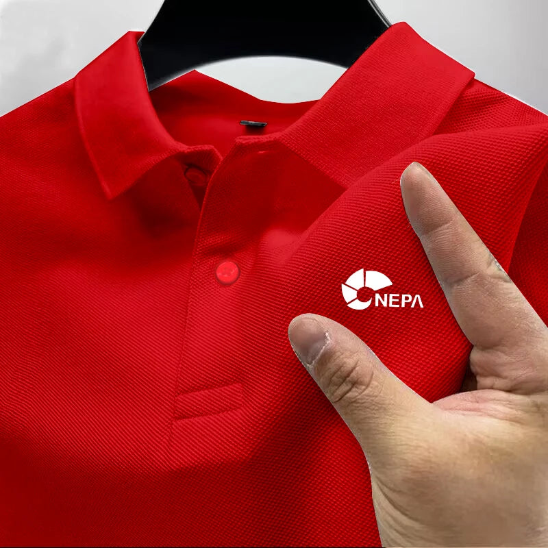 2026 Men's Reflective Polo Shirt, Color Button, Breathable, Casual, Fashionable, Business, Comfort, Summer, Shoes