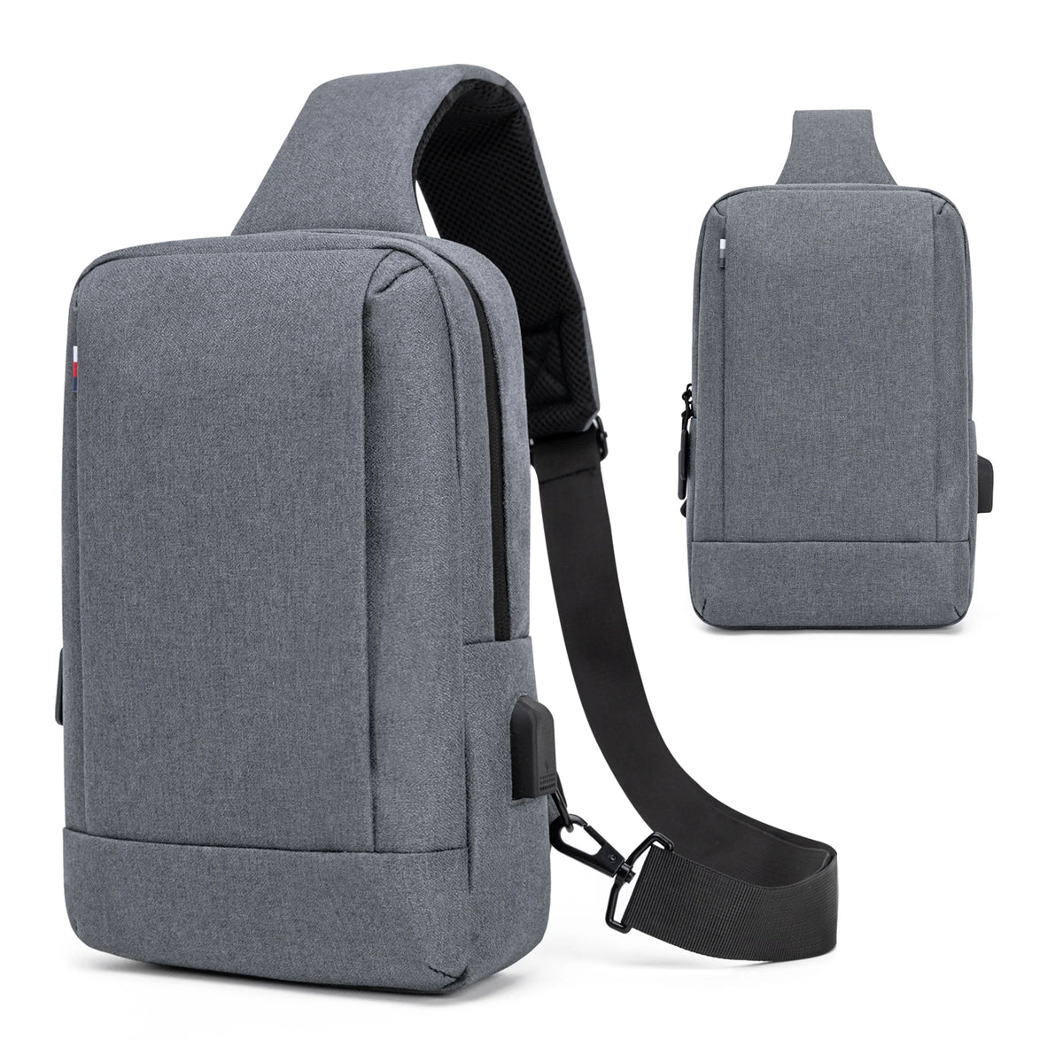 Men Bag Fashion New Solid Color Men Chest Bag Outdoor Casual Fashion One Shoulder Crossbody Bag Nylon USB Charging Shoulder Bags