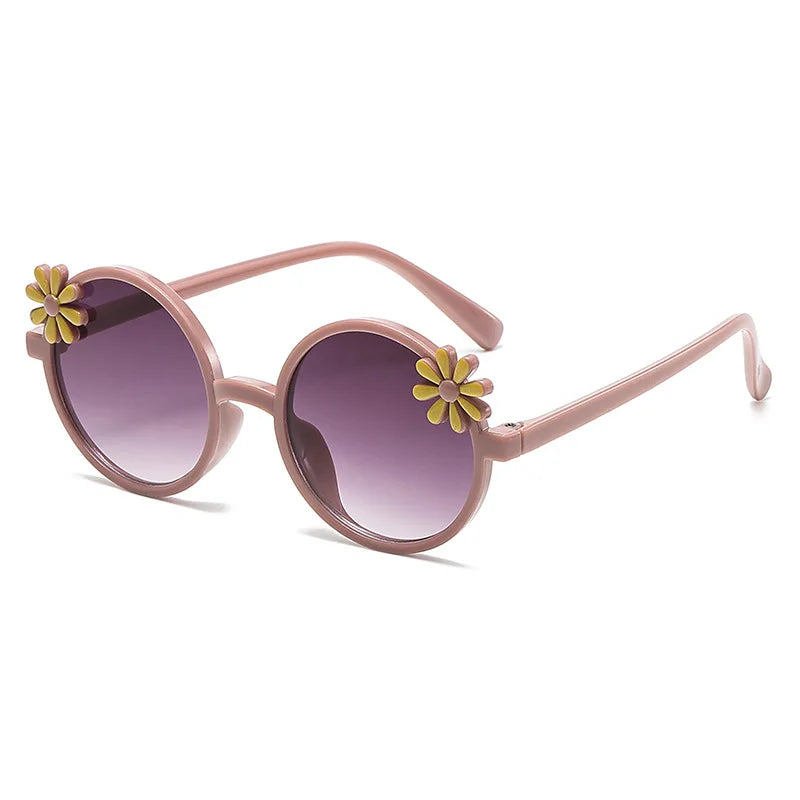 Cute Flower Children Sunglasses Fashionable Uv Protection Round Frame Outdoor Sunshade Kids Sunglasses 2344