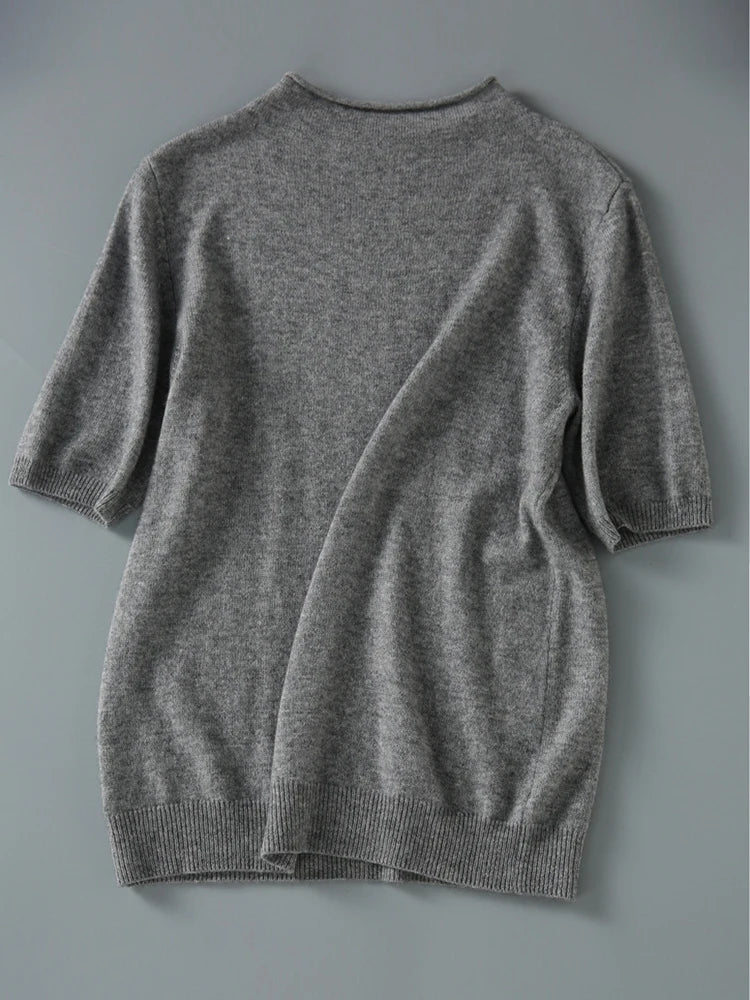 2022 Knitted Women Sweater Pullovers Mock Neck Autumn Summer Basic Women Sweaters Slim Fit high quality Top Black Gray White