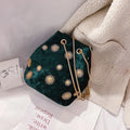 New Women's Shoulder Bags Bucket Bag Elegant Velvet Handbag Tote Crossbody Bag with Golden Chain Shoulder Strap