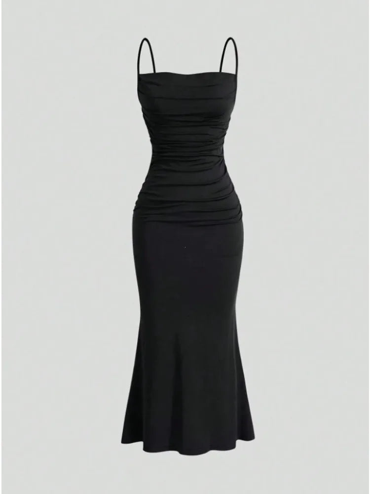 All Seasons Women's Dresses Elegant Party Fitting Slim Spaghetti Strap Mermaid Hem Maxi Fashion Party Dresses
