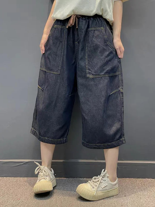 Artistic Vintage Women's Jeans High Waist Loose Fit Casual Pants Seven-Foot Thin Style Harlan Trousers Commute Style Pocket E...
