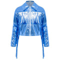 Kids Girls Long Sleeve Casual Sports Bomber Jackets Jazz Hip-hop Street Dance Costume Boys Shiny Metallic Baseball Outwear Coats