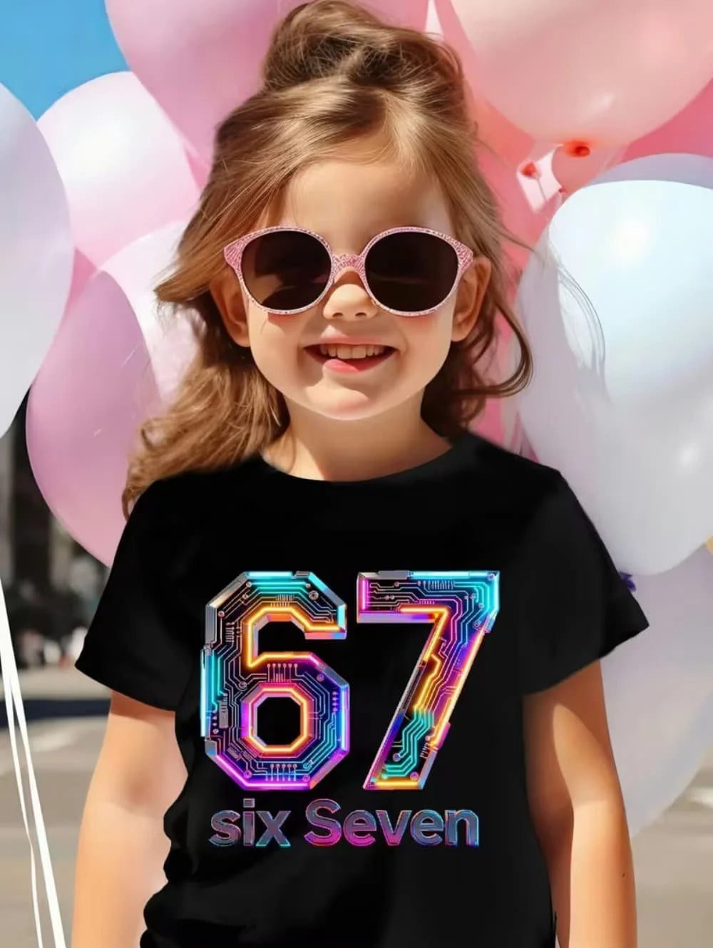Fun Six Seven 6 7 Meme Design T-Shirt for Kids Chaotic Humor Y2k Game Saying Tees Casual O-Neck Top Fashion Children's Clothing