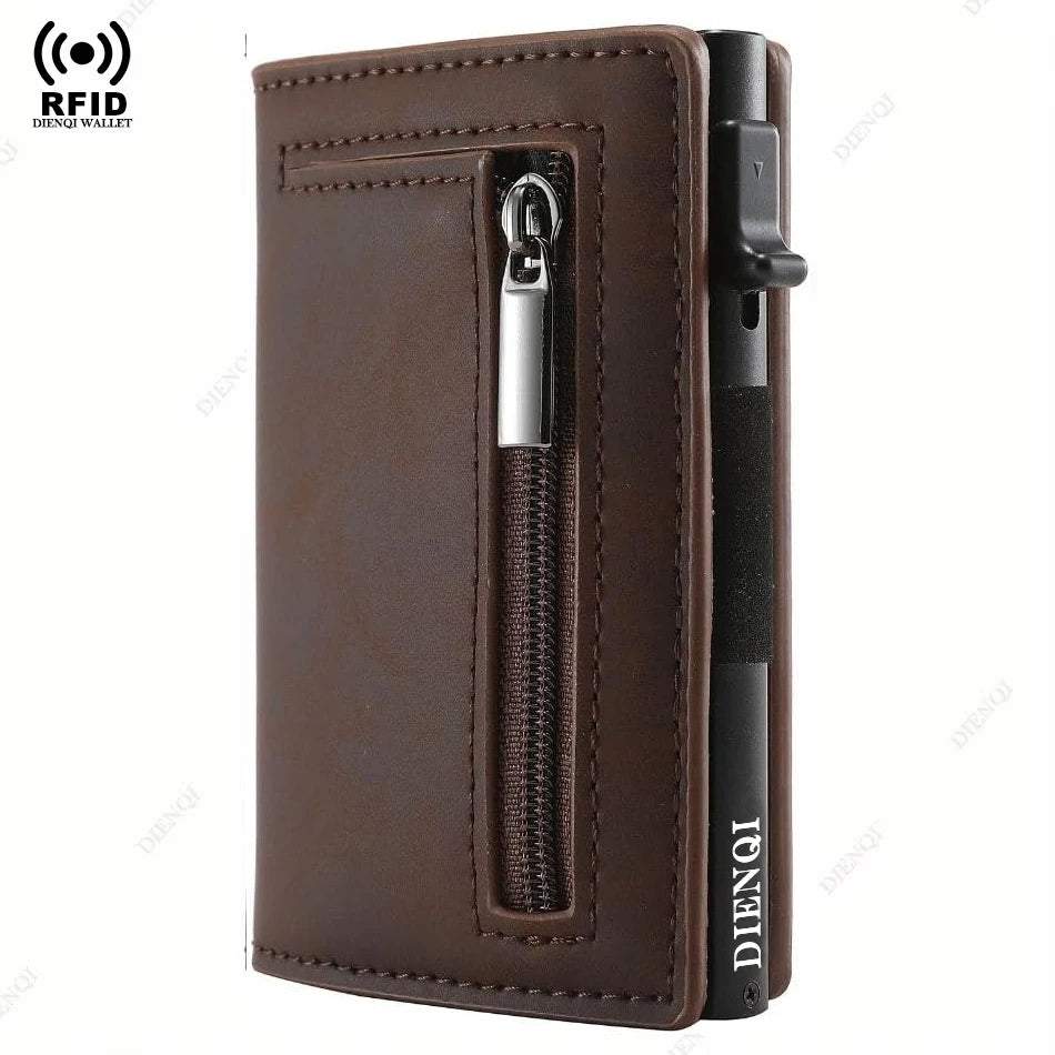 Anti-theft Credit Card Holder Men Wallets Rfid Blocking Aluminum Leather Pop Up Minimalist Wallet Cardholder Wallets for Men