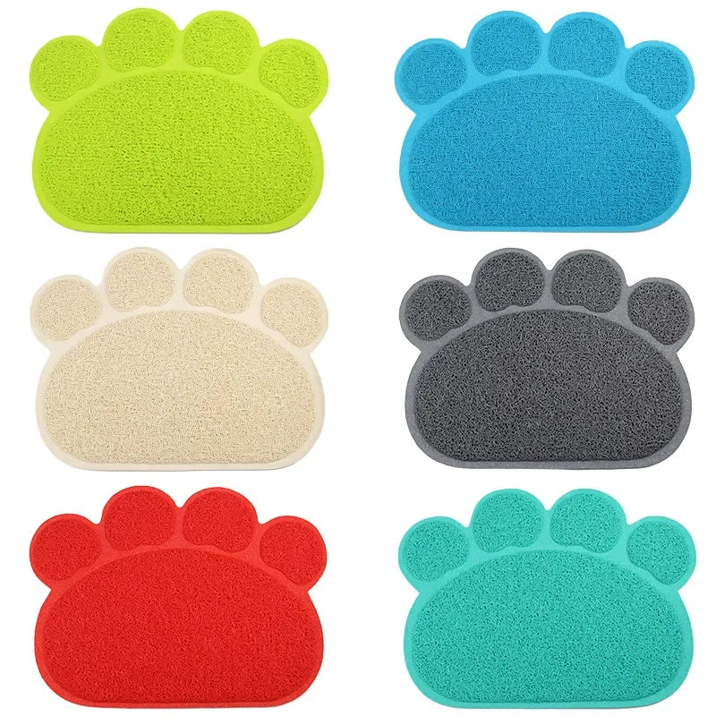 Pet Dog Cat Feeding Mat Dog Paw Shape Pet Bed Mat Dish Bowl Food Water Feed Wipe Easy Cleaning Pad Dog Accessories