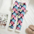 Floral Print Autumn Winter Velvet Warm Kids Pants for Girls Leggings