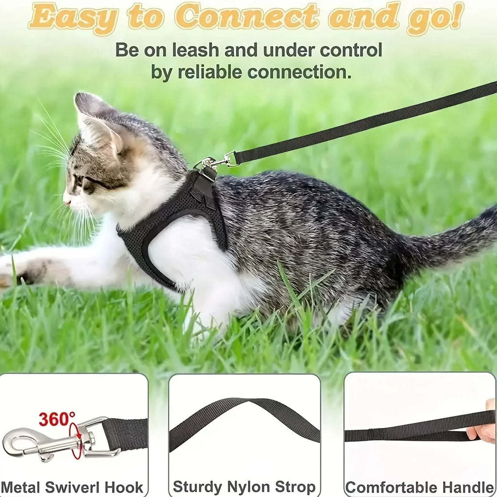 Breathable Vest-Style Pet Harness & Shock-Absorbing Leash, Comfortable for Dogs & Cats Outdoor Walking