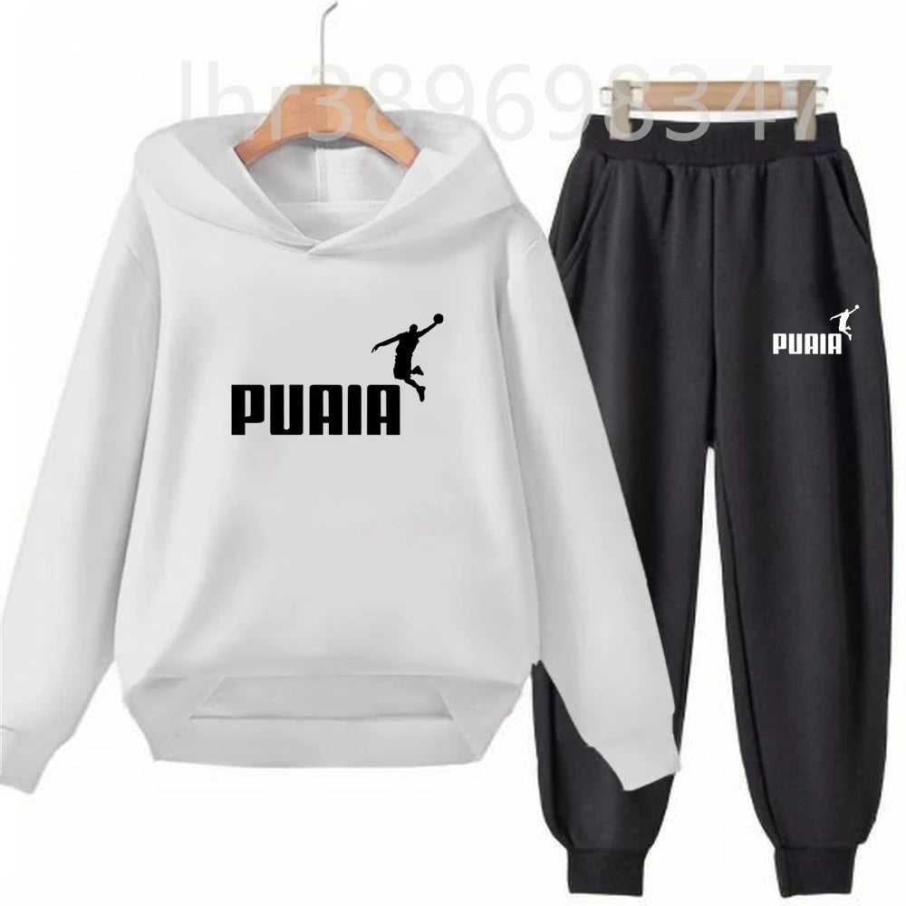 Children's Hoodies Top+Trousers Suit Girls Boy Age 3-12 Coat Casual Toddler Sweatshirt Hood Black Long Sleeves Clothing
