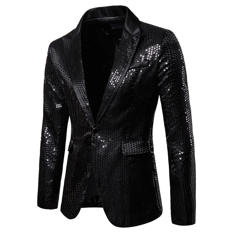 New Men's Dress Suit Round Sequin Boutique Casual Suit Jacket Men Wedding Stage Performance Costume Bar Nightclub Host Suit Tops