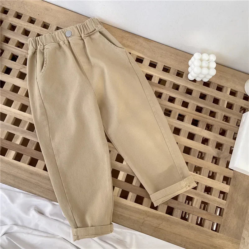 Korean Style Kids Pants - Autumn Spring Slacks for Boys & Girls, Foreign Fashion Trousers Winter Clothes for Girls