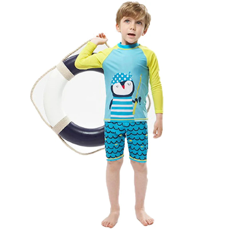 Summer 2pcs Kids Swimwear Boys Shark Surfing Suits Girls Beach Wears Children's Swim Suits for 2 to 10 Years Pool Bathing Suit