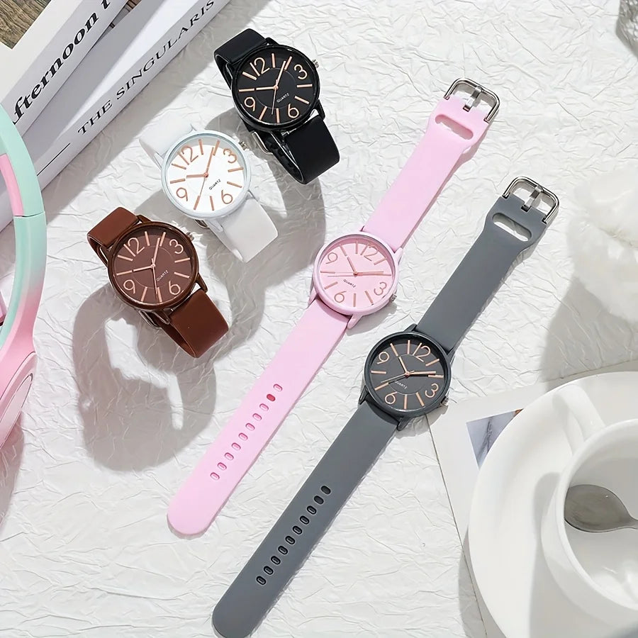 Fashion Arabic Dial Women's Quartz Watch Minimalist Silicone Strap Casual Wristwatch for Girls Students Reloj Mujer