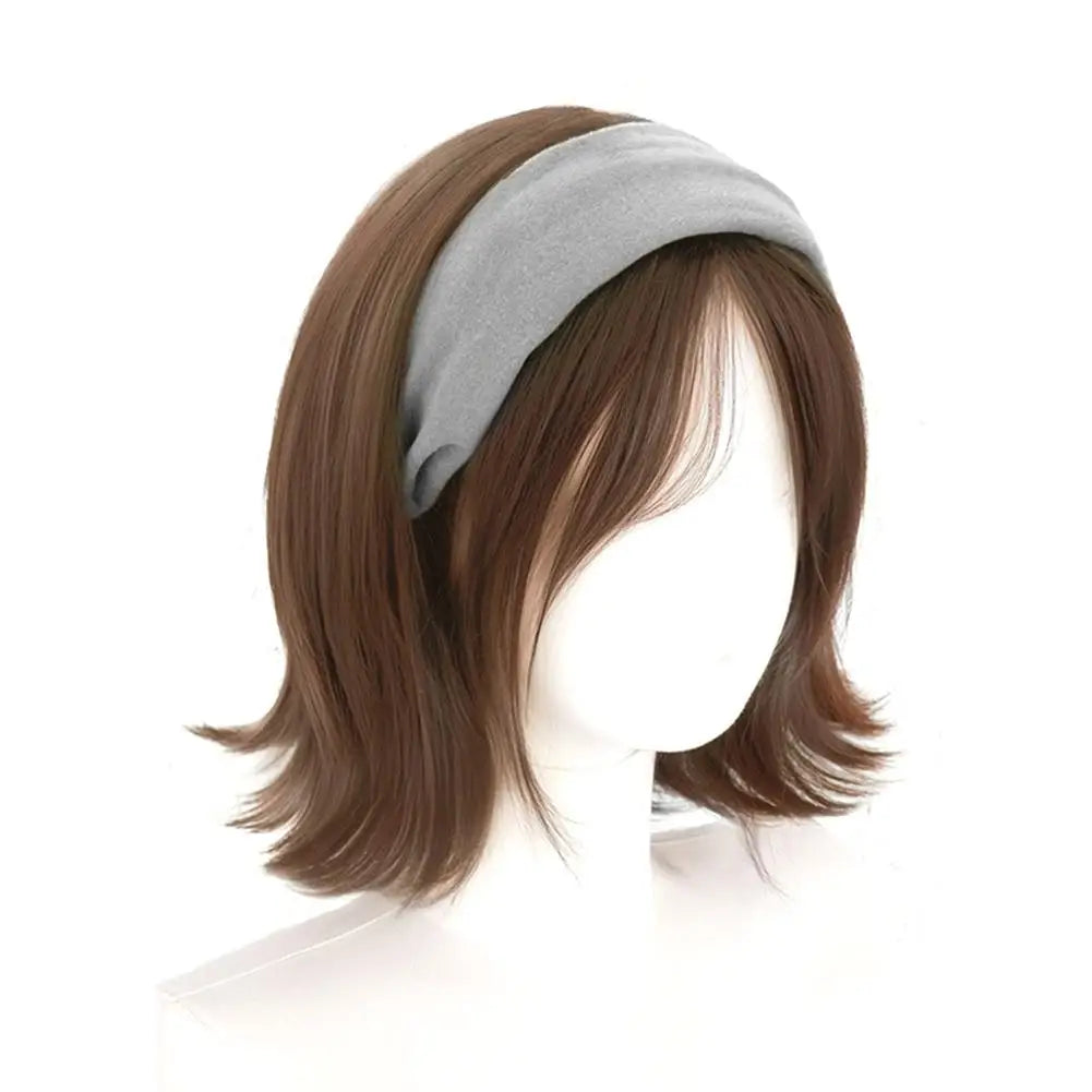 Headband Wigs Short Straight Bob for Women Half Wigs Synthetic Hair for Cosplay Party Daily Use Synthetic Women Elegant Solid