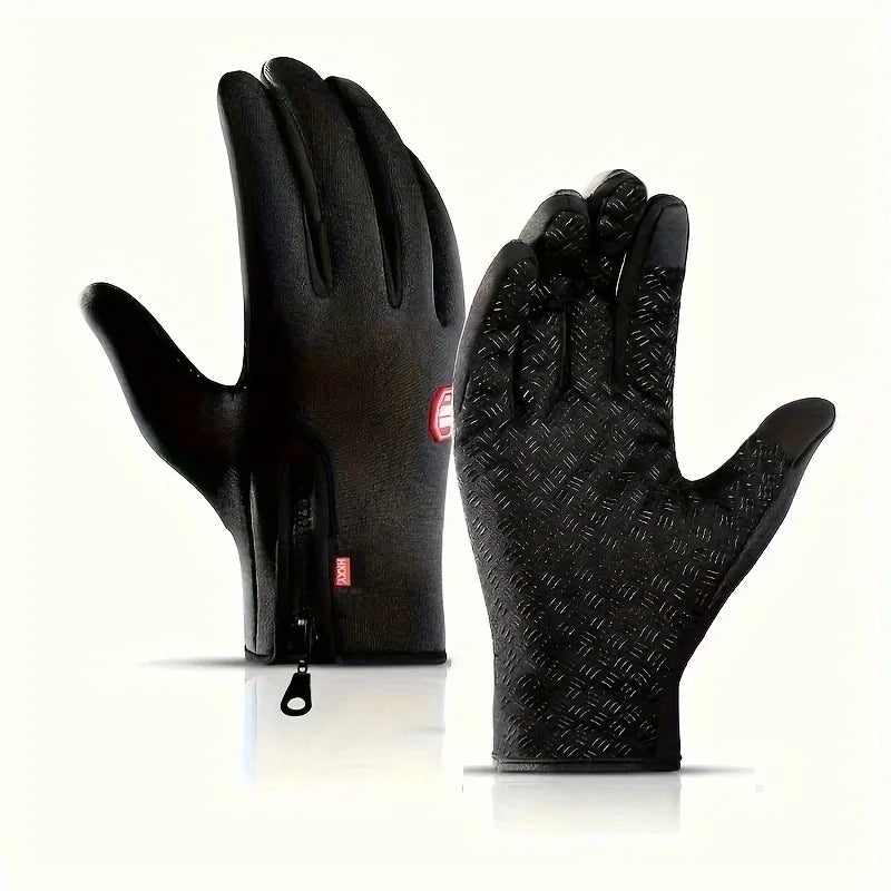 New men's cold-proof and waterproof gloves, anti-slip, warm, with velvet lining, index finger, suitable for outdoor sports, spri