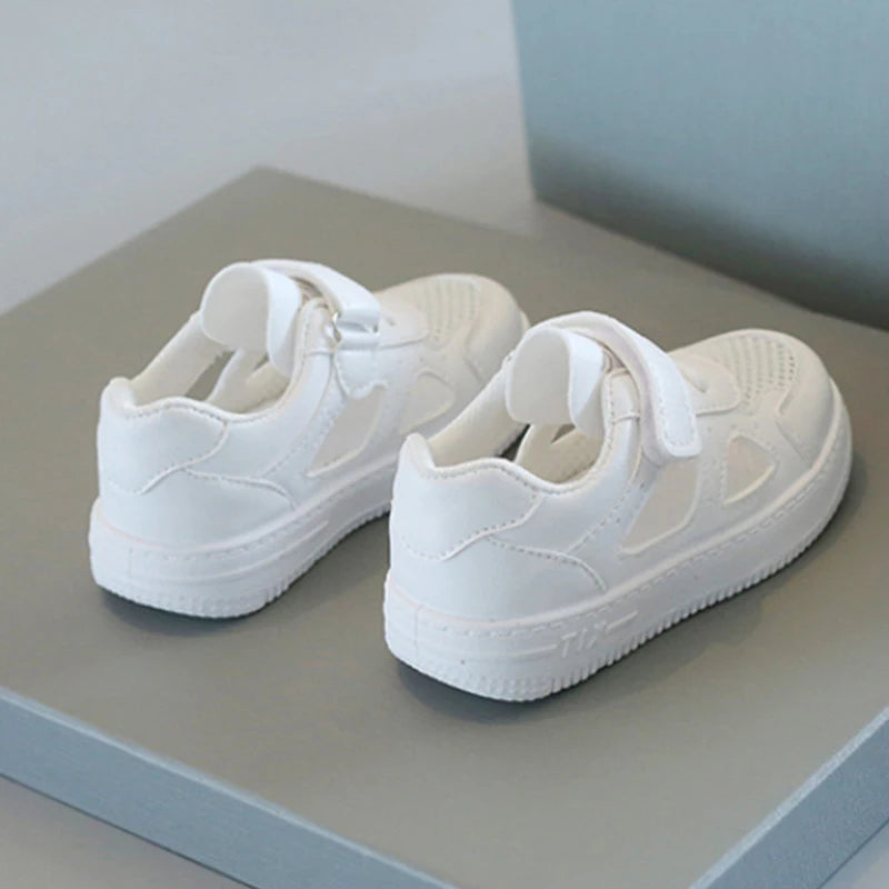 Kids White Sneakers 2026 Summer Breathable Mesh Shoes For Boys Girls Hollow Out Casual Board Shoes Soft Sole Toddler Shoes