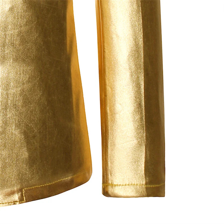 2026 New Gold Men's 2 Piece Suit Set Party Stage Nightclub Performance Jacket and Long Pants Men Cosplay Clothes Blazer Trousers