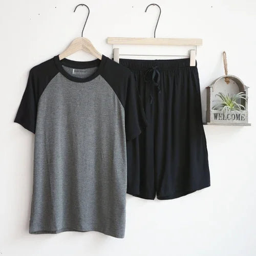 Modal Summer Pajamas For Men Thin Section Loose Short Sleeve Shorts Can Be Worn Outside Sports Home Service Suit Men Sleepwear
