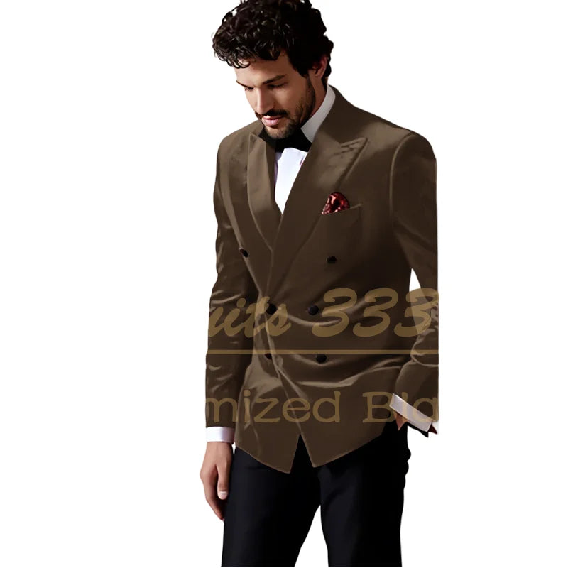Velvet Double Breasted Blazer 1 Piece Slim Fit Smoking Suit Jacket for Men Fashion Party Groom 2025 Wedding Slim Fit Outfits