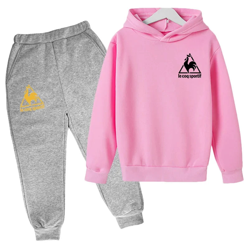 Kids Spring Autumn Casual Fashion Pullover Hoodie+Pants 2pcs Tracksuits 2-13 Years Boys Girls Streetwear Children Clothes Sets
