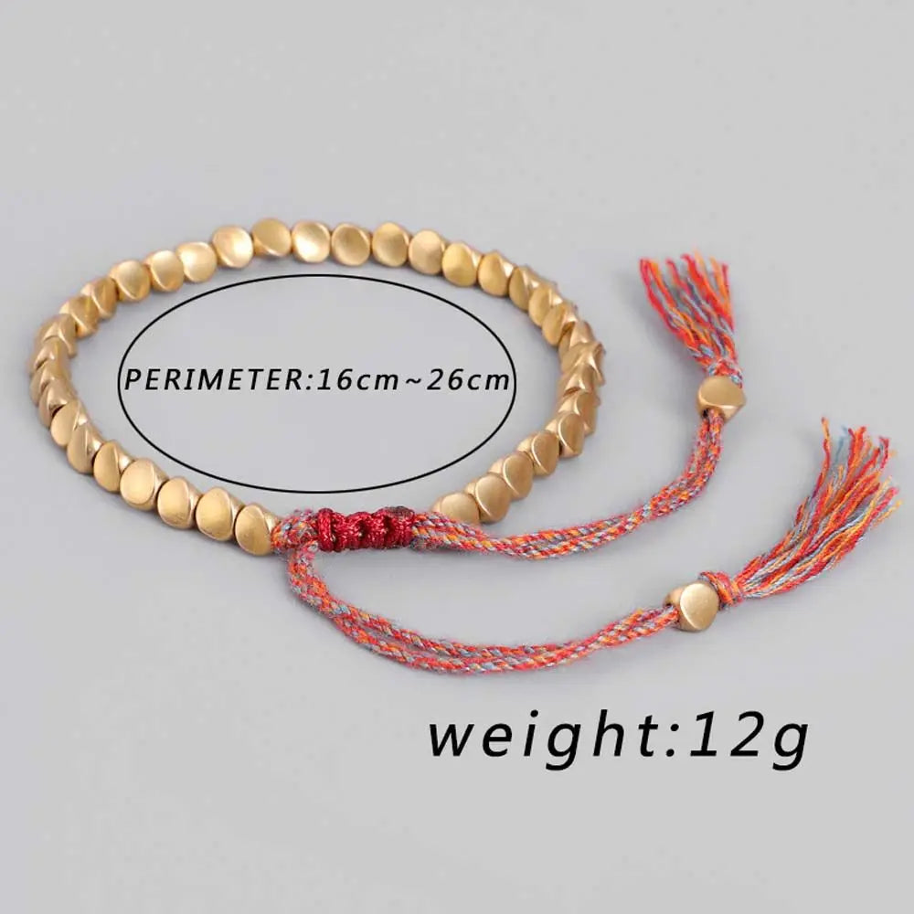 Men Gifts For Lovers Buddhist Cotton Rope Adjustable Braided Bracelet Wrist Jewelry Copper Beads Bangles