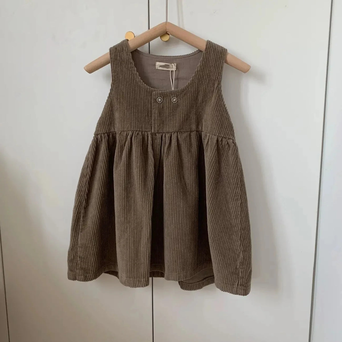 Baby Girls Sleeveless Dress Spring and Autumn New Baby Corduroy Dress Children's Lapel Loose Dress+T-shirt Set Kids Clothing Set