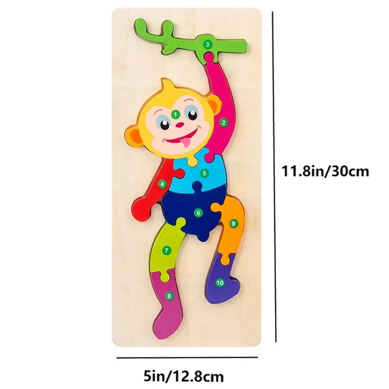 Wooden Puzzles for Kids,  Number Puzzle,  Dinosaur Puzzles and Animal ,Traffic,Characte Jigsaw Toys for Boy Girl Ideal Gift, 1-6