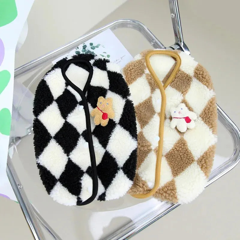 1pc Pet Dog Clothes Soft Warm Fleece Dogs Jumpsuits Plaid Pet Clothing for Small Dogs Puppy Cats Costume Coats