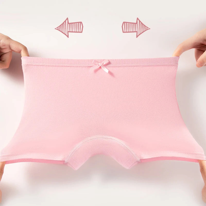 Kids Girls Panties 4 Pcs Soft Cotton Breathable Safety Pants Solid Color Underpants Four Seasons Fashion Leggings For 2-13 Years
