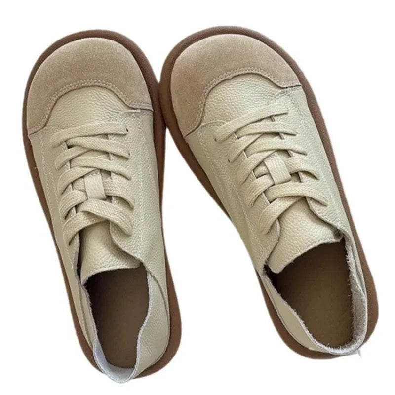 Women's Loafers Vintage Pu Leather Flats Fashion Soft Half Slippers Autumn Moccasins Slip on Women Driving Shoes Lazy Footwear