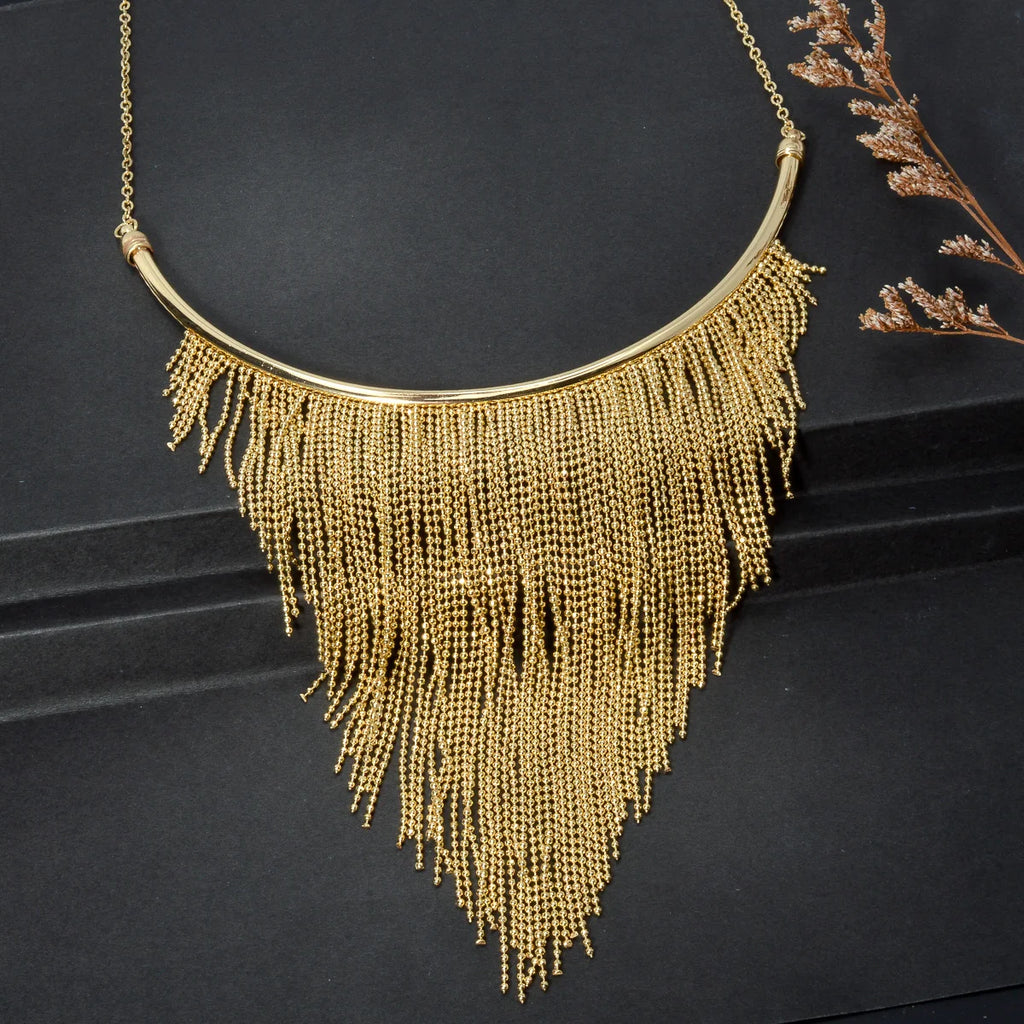 Women's Four Piece Jewelry Set Geometric Retro Y-Shaped Bead Tassel Pendant Elegant Collar for Banquets