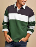 Simple Striped Long Sleeve Polo Shirts For Men Fashion Daily Wear 3D Printed Golf Polo Shirt Casual Oversized Lapel Button Tops