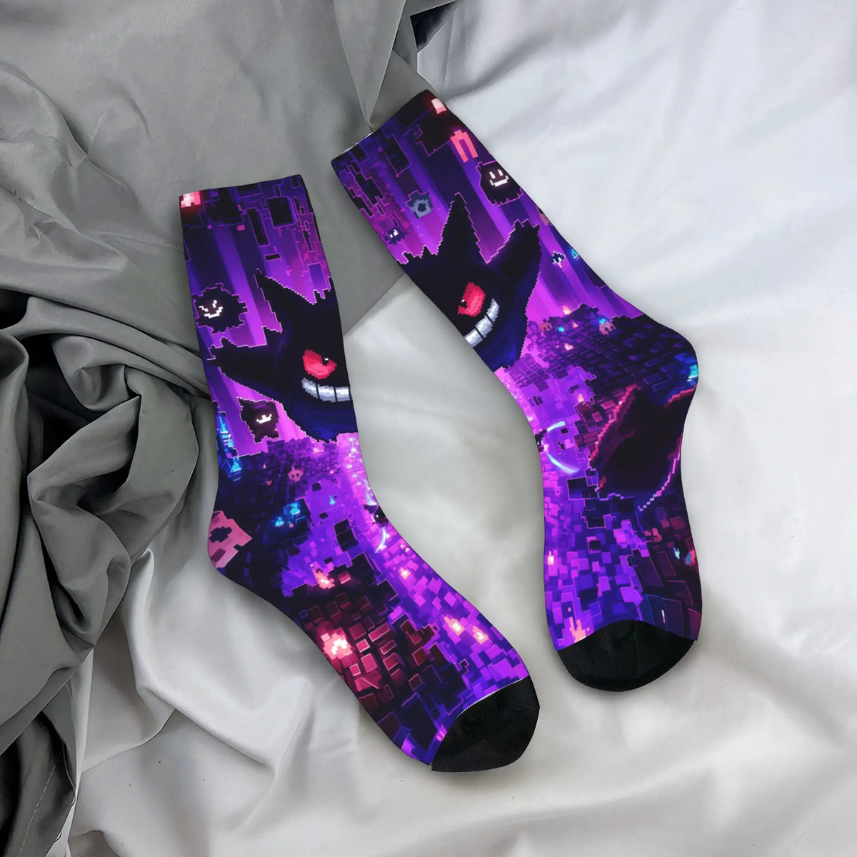 Happy Funny Male Men Socks Hip Hop Pokemons Cartoon Gengar Sock Polyester  Graphic Women's Socks Spring Summer Autumn Winter