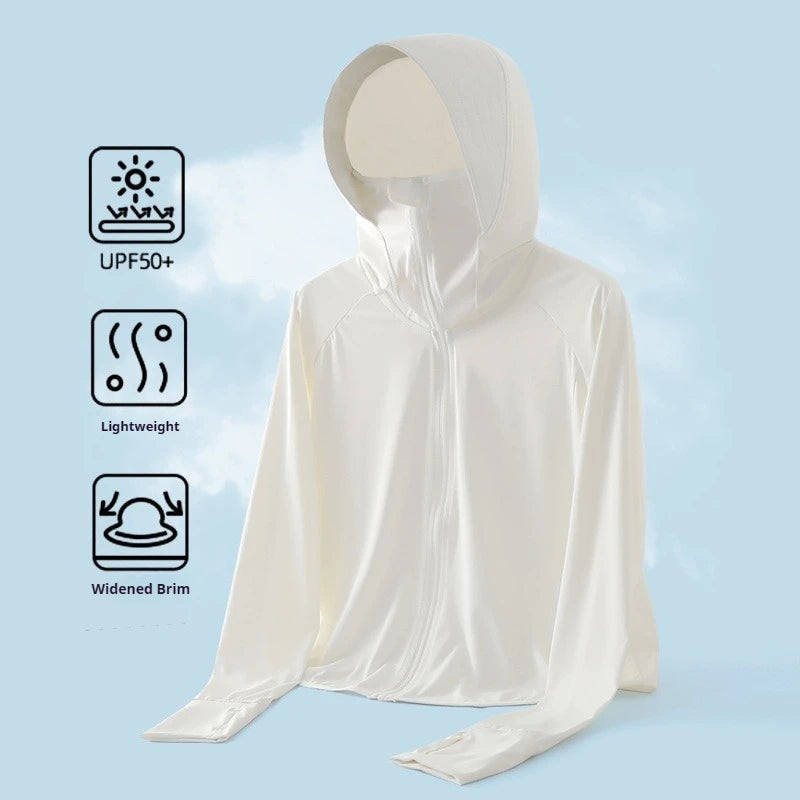 Full Coverage UPF 40+ Sun Protection Jacket Women Summer Breathable UV Protection Hooded Jacket Woman Loose Cropped Cardigan Top