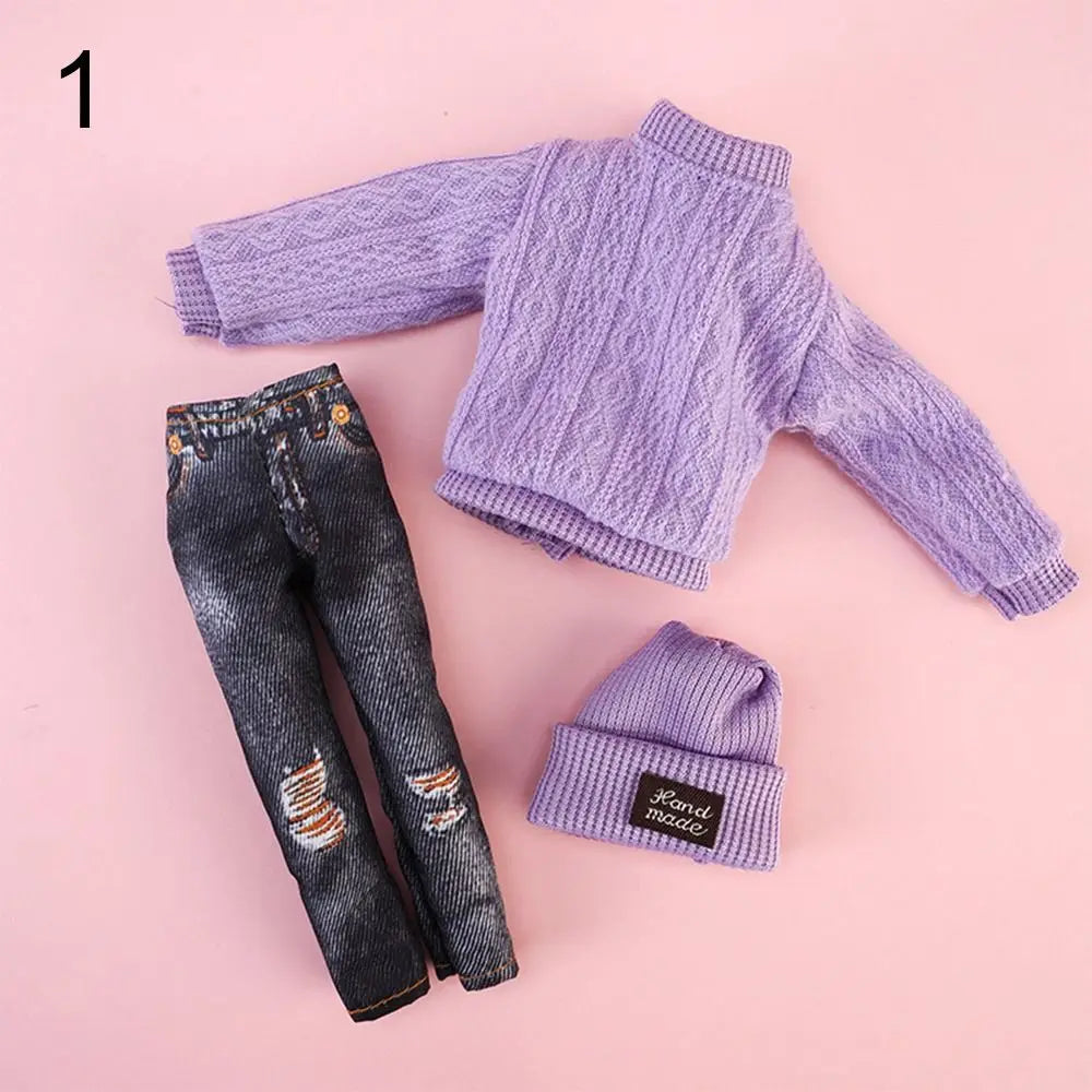 1 Set Fashion Kids Gift Toy Doll Accessories Winter Wear Sweaters Casual Wear Hats Dolls Pants Girl Clothes
