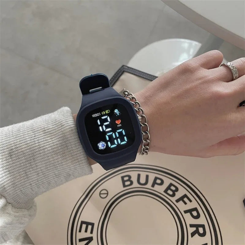 LED Sports Watch For Kids - Digital Electronic Watch For Elementary Students, Outdoor Waterproof Activity Timepiece